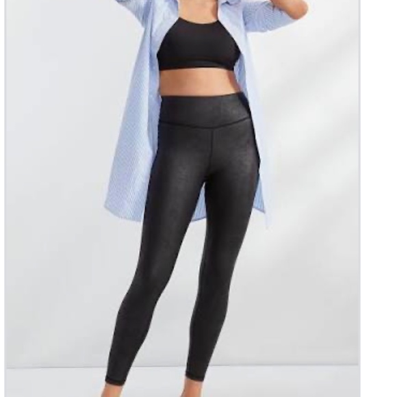 Women's Faux Leather High-Waist Leggings Black Sz S - Picture 2 of 12